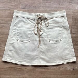 Express Lace Front Denim Mini Skirt